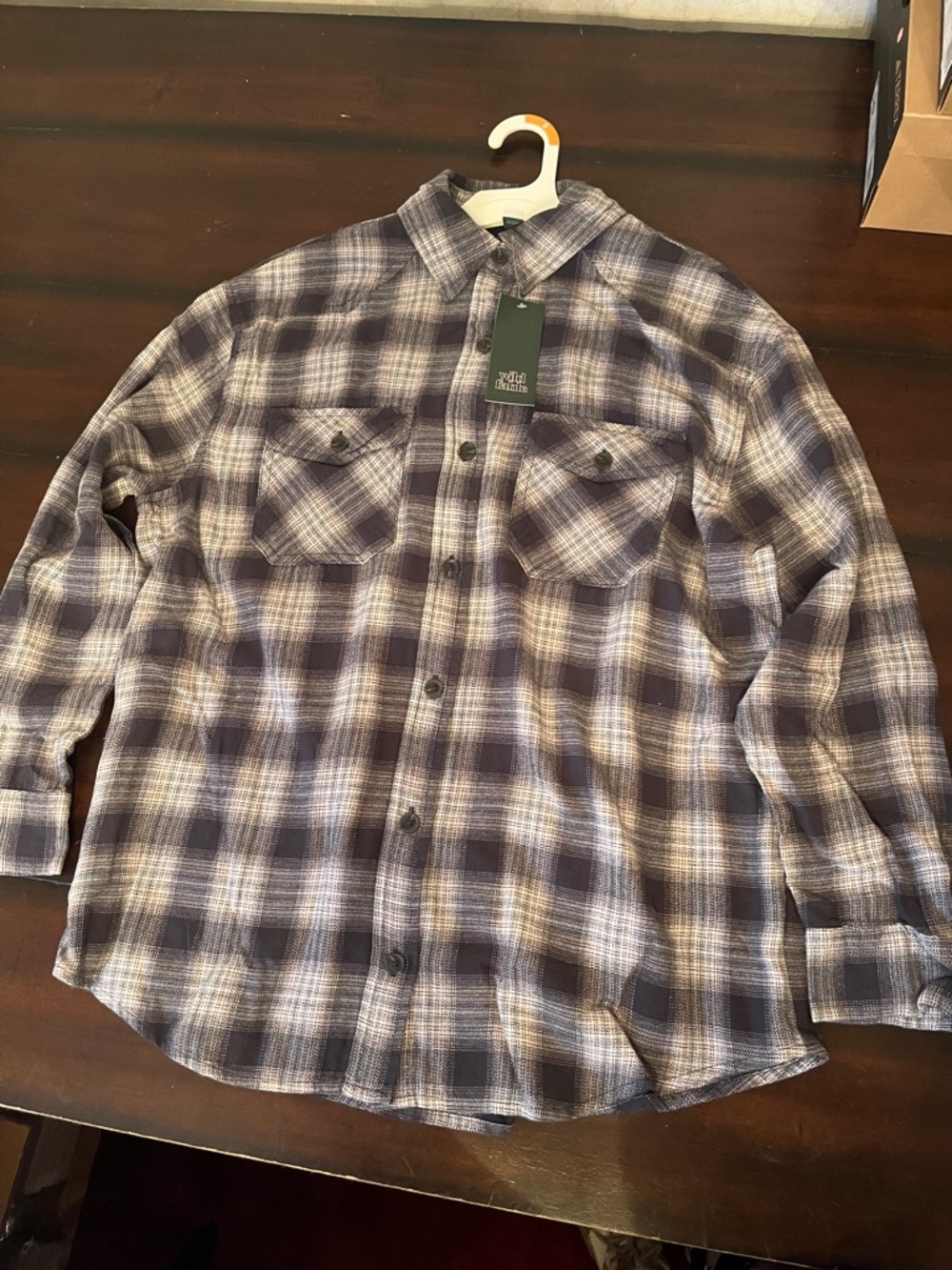 wild fable Men's Plaid Button-Down Shirt - Gray & Navy